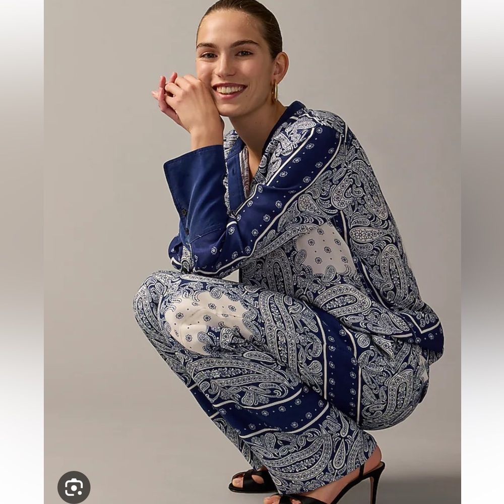 J. Crew Collection cupro-blend essential shirt in paisley scarf print